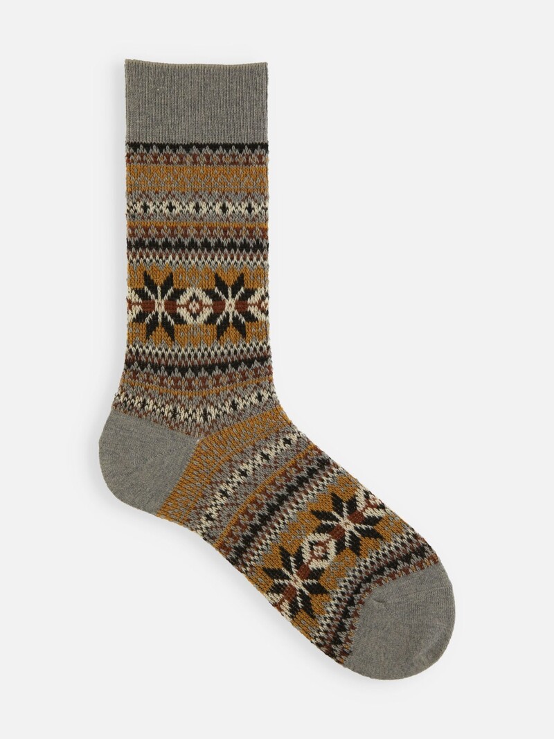 Lamswollen Fair Isle halfhoge sokken M