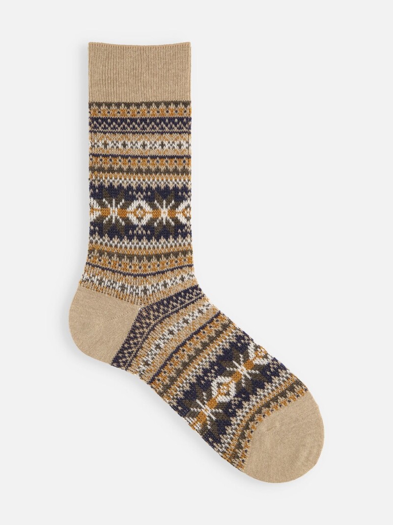 Mi-chaussette laine d'agneau Fair Isle M