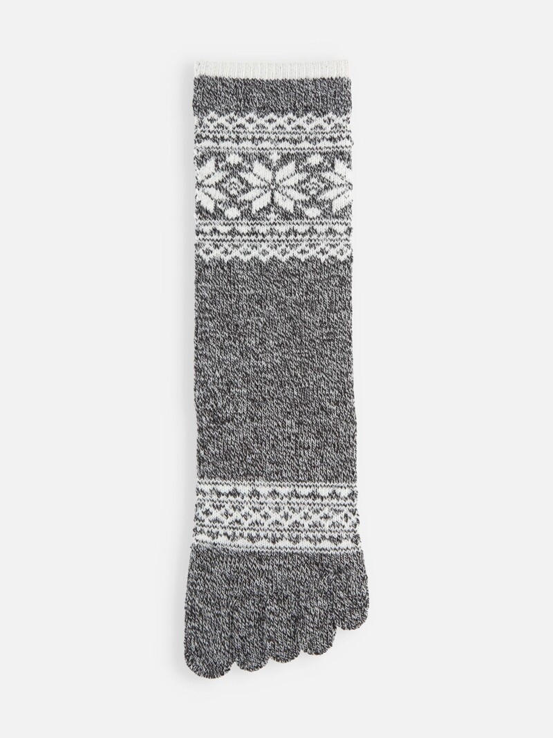 Jacquard Snowflake Toe Crew Socks M