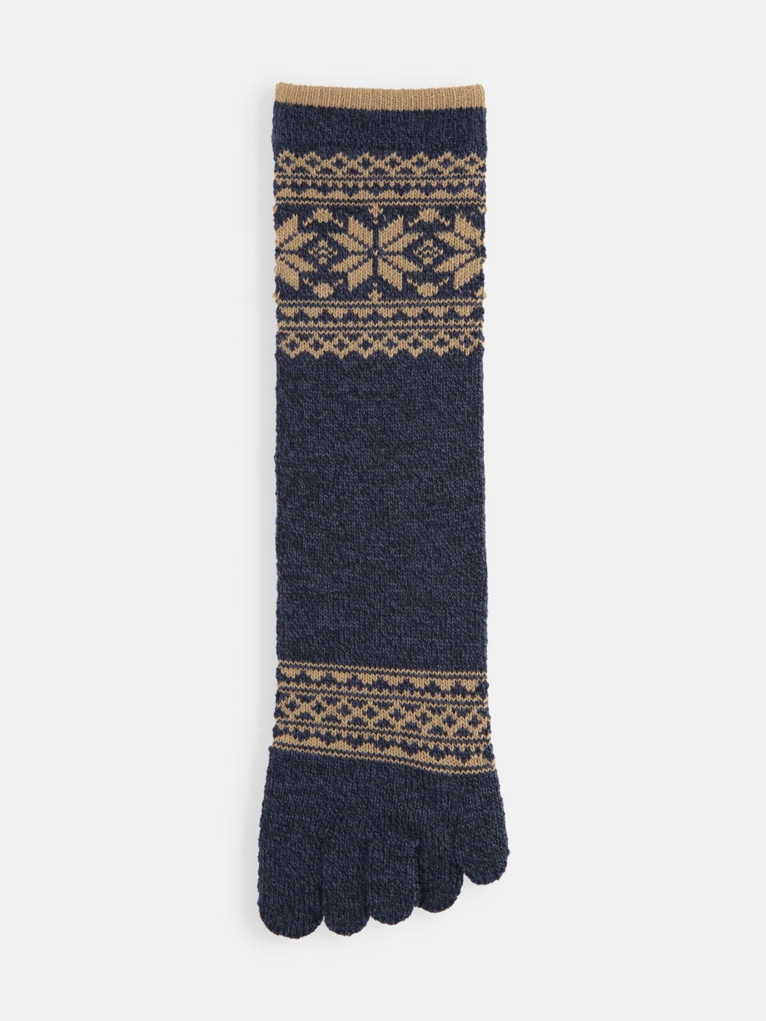 Meias médias de 5 dedos jacquard floco de neve M