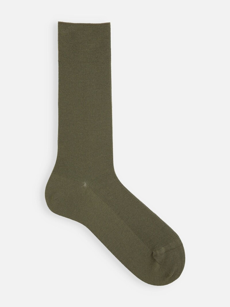Mi-chaussette laine Mérinos luxe côtes 1x1 M
