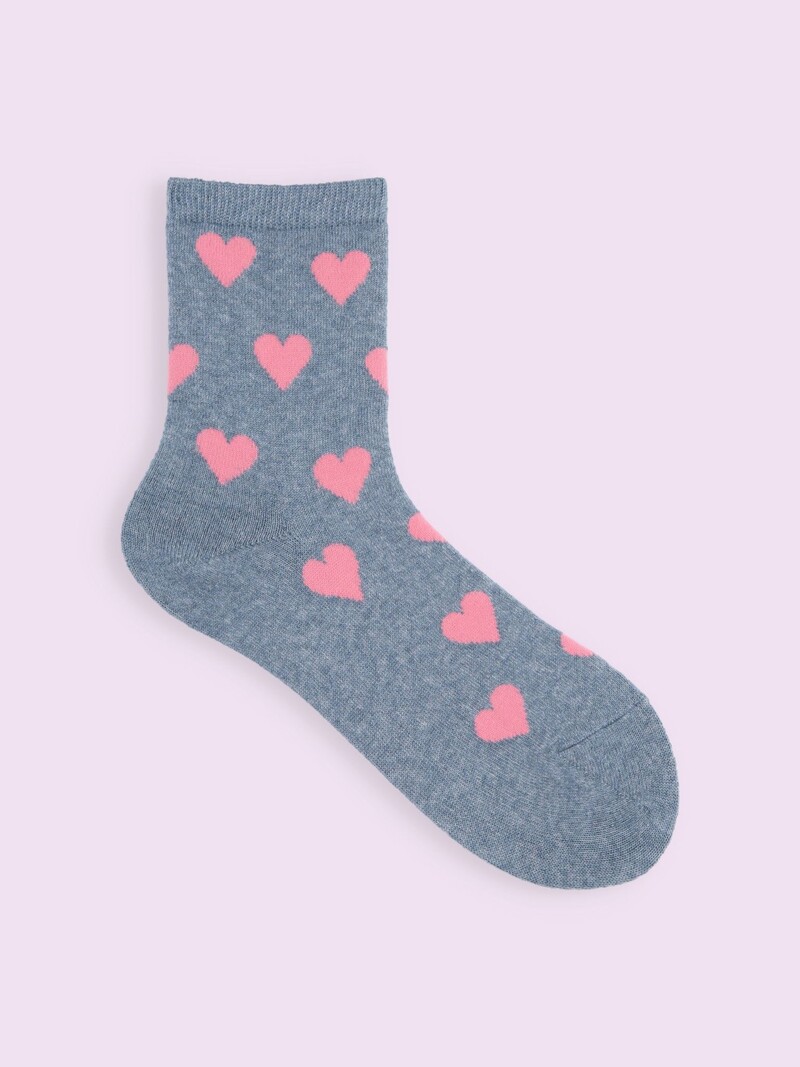 Socquette motif cœurs laine mix