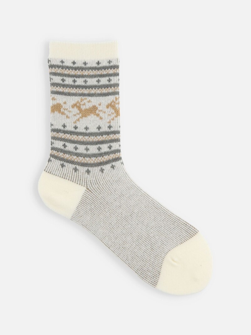 Calcetines cortos de lana con motivo de renos en jacquard
