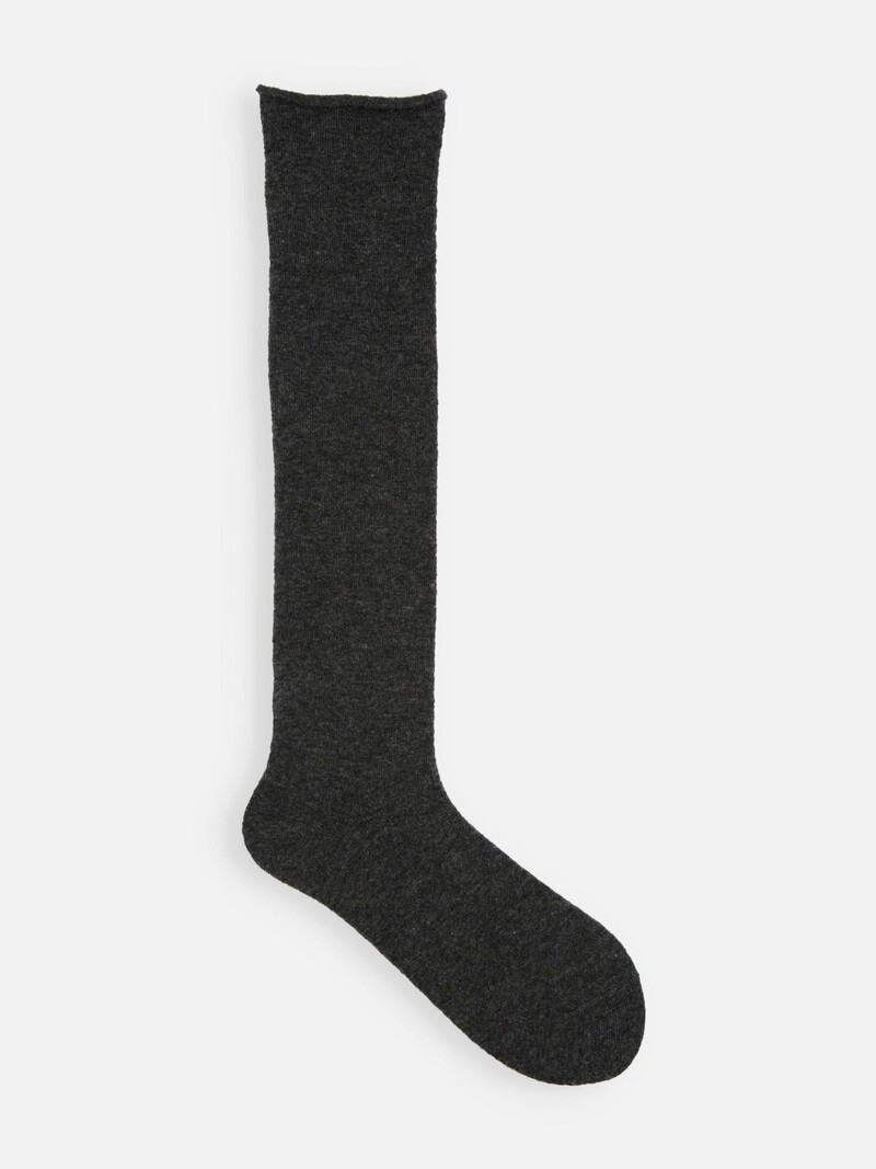 Lambswool Roll Top Plain Knee High Socks