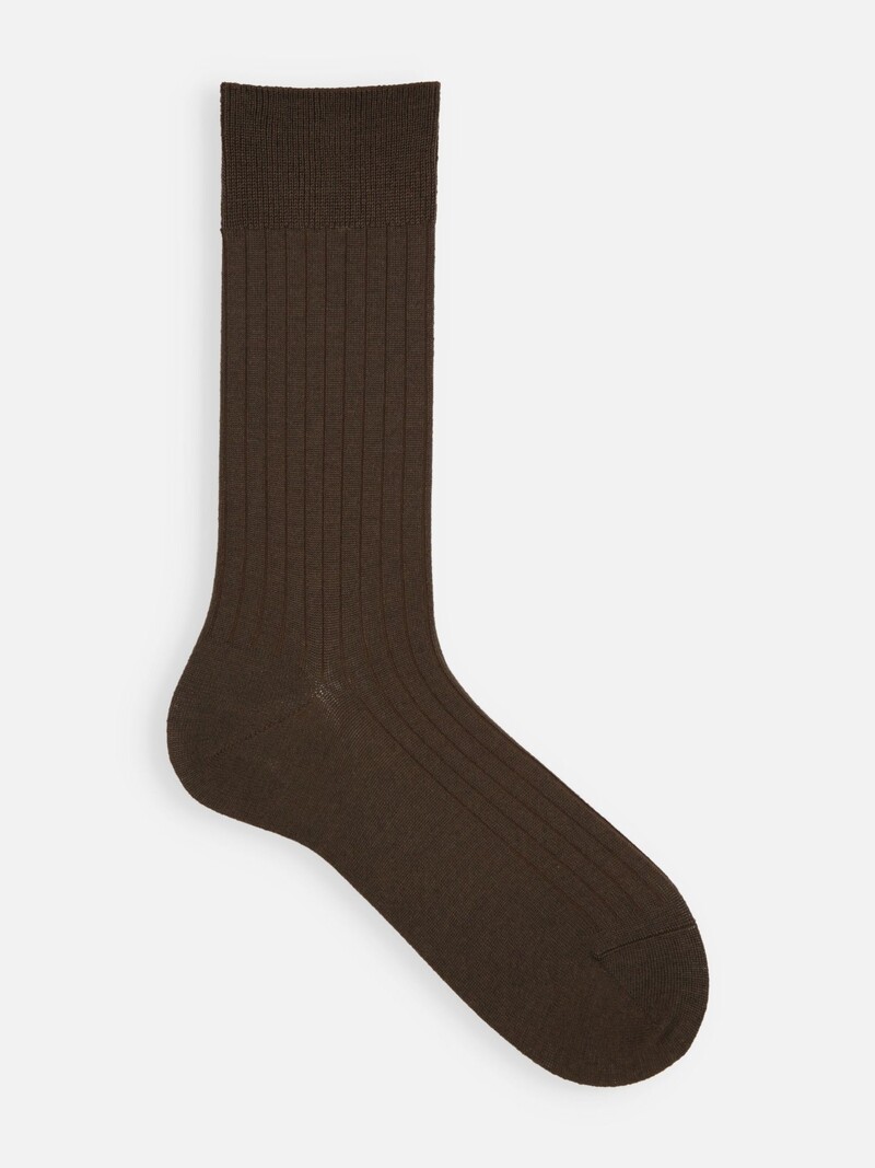 Meias intermédias de lã com nervuras Merino 6x2 L