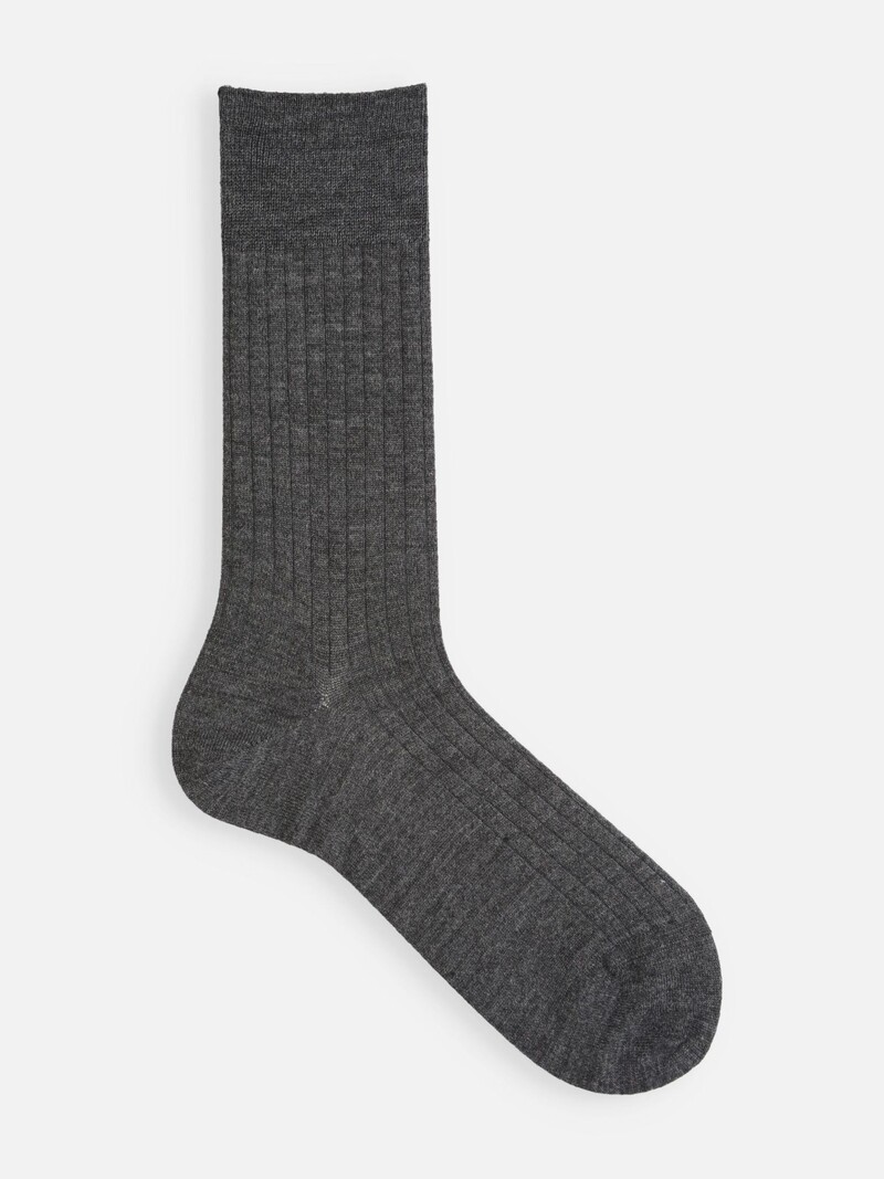 Meias intermédias de lã com nervuras Merino 6x2 L