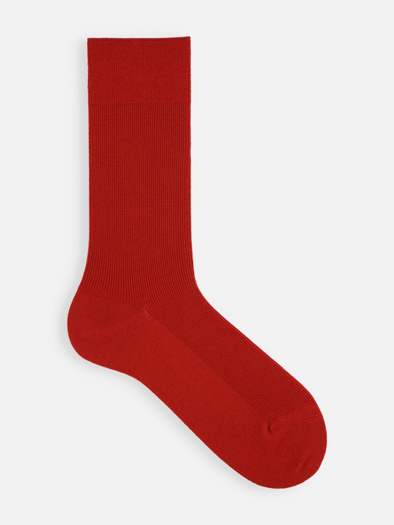 Mi-chaussette laine Mérinos luxe côtes 1x1 M