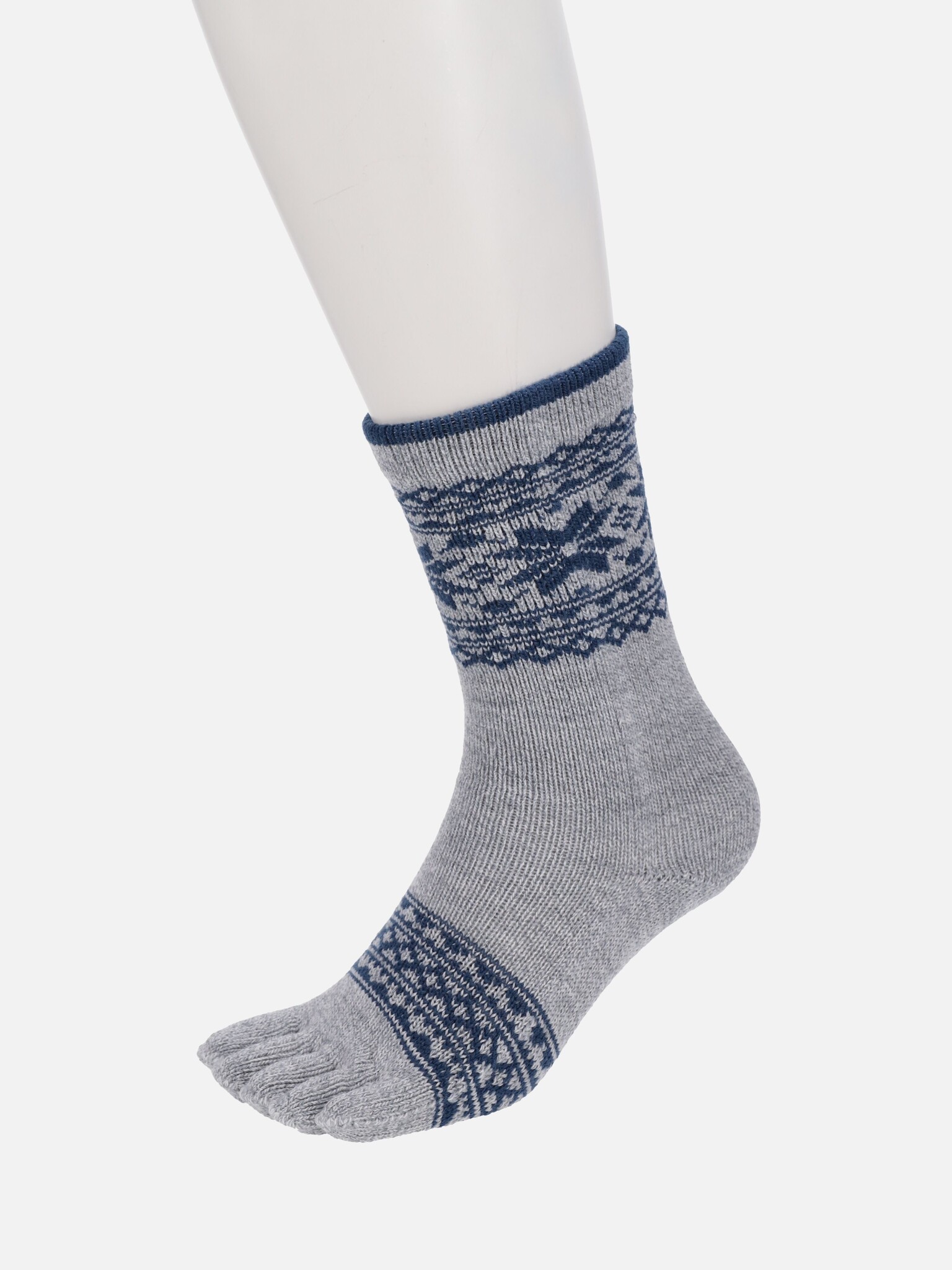 Meias médias de 5 dedos jacquard floco de neve M