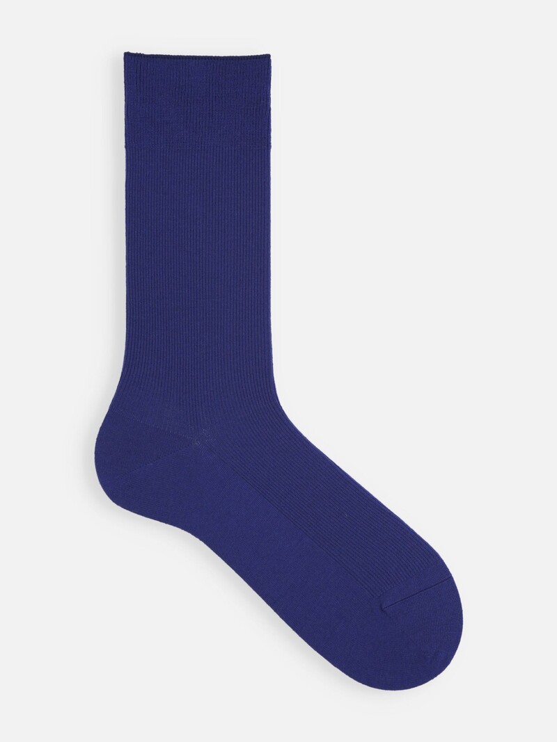 Mi-chaussette laine Mérinos luxe côtes 1x1 M