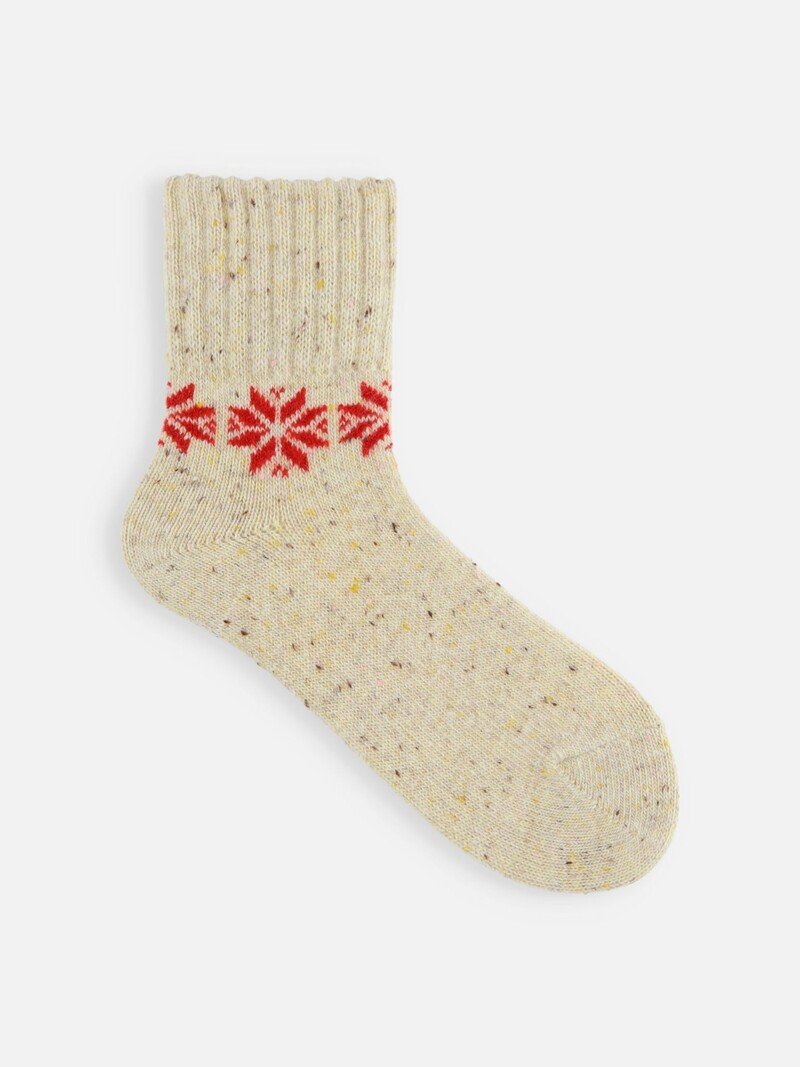 Lambswool Nep Snowflake Low Crew Socks