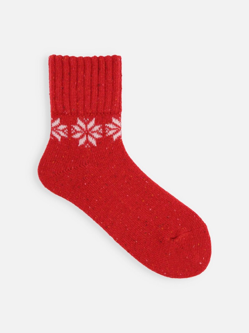 Lambswool Nep Snowflake Low Crew Socks