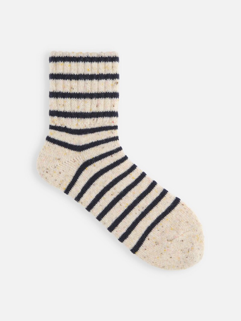 Lambswool Nep Stripe Low Crew Socks