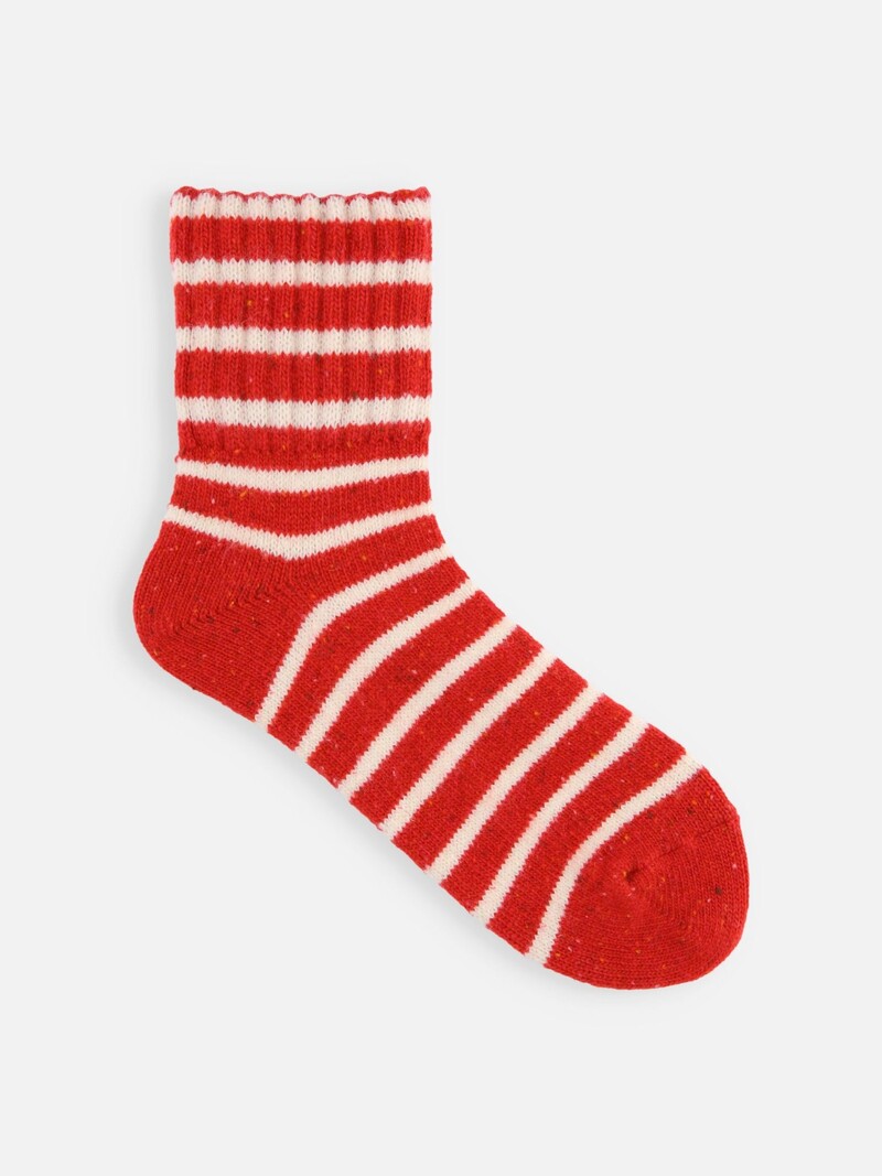 Lambswool Nep Stripe Low Crew Socks