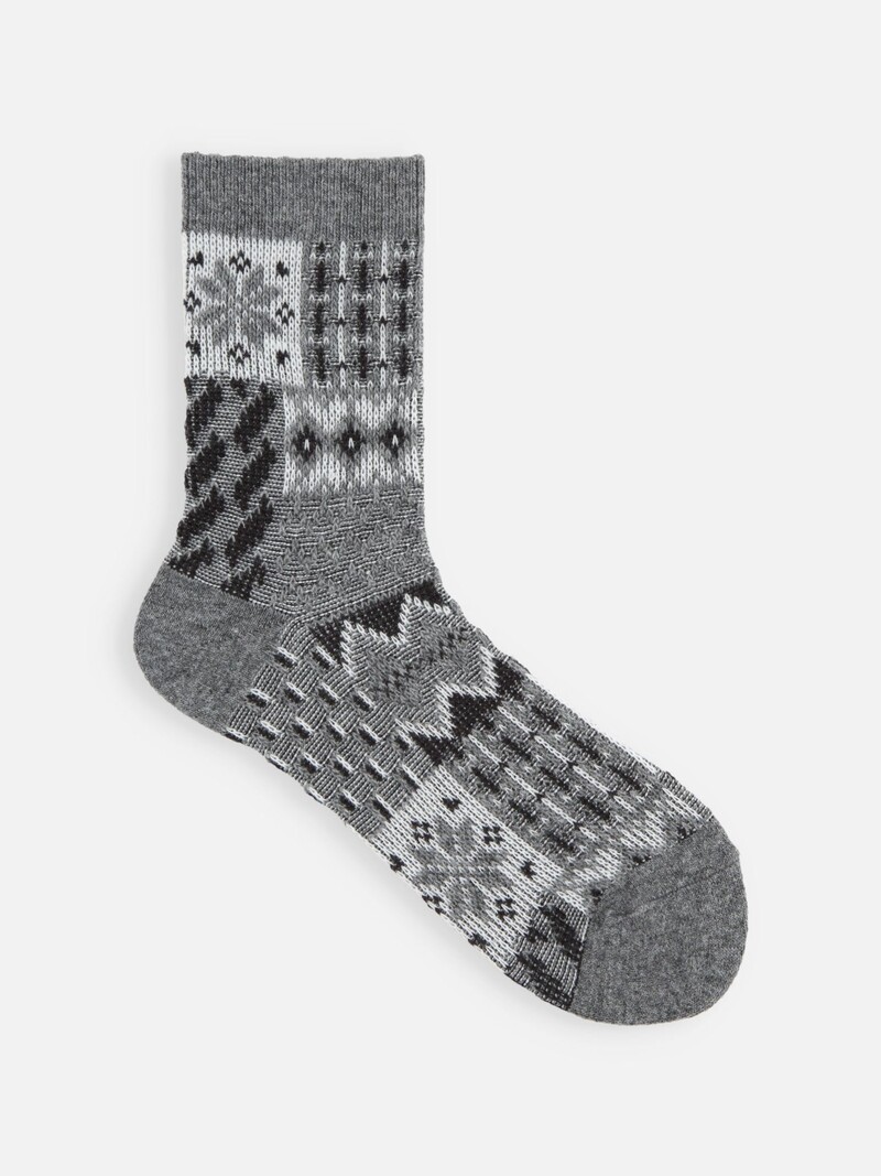 Mi-chaussette jacquard patchwork d'hiver