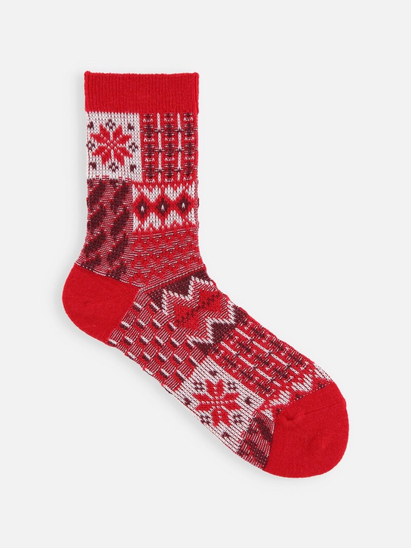 Mi-chaussette jacquard patchwork d'hiver