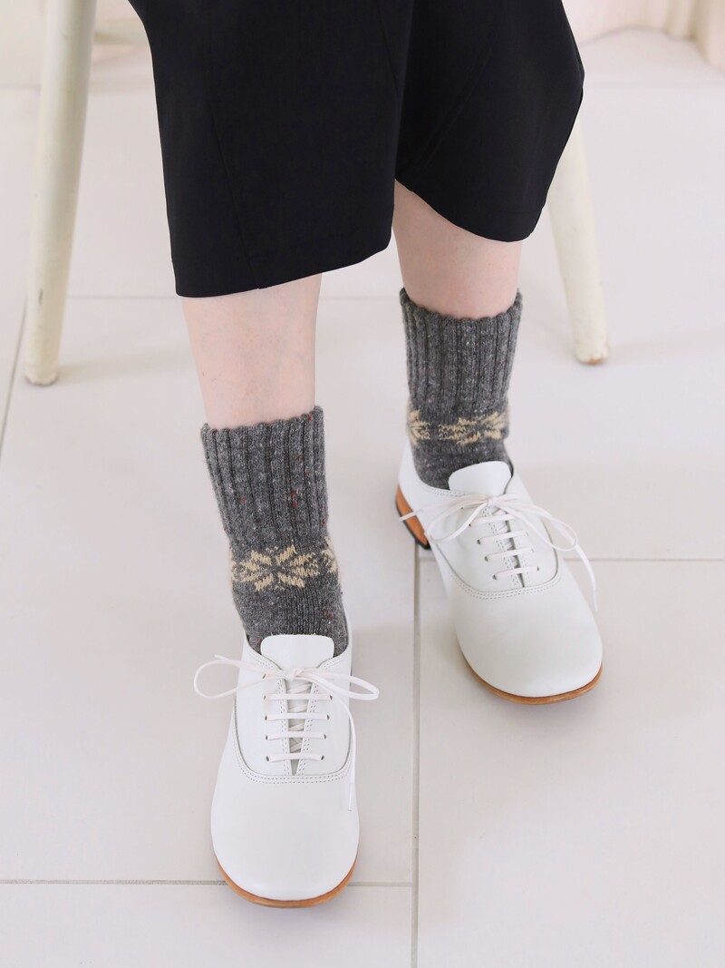 Lambswool Nep Snowflake Low Crew Socks