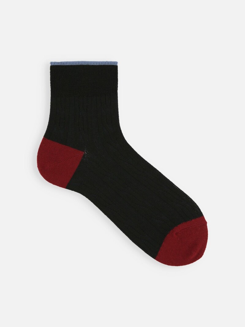 Wool Mixed Cable Pattern Short Socks