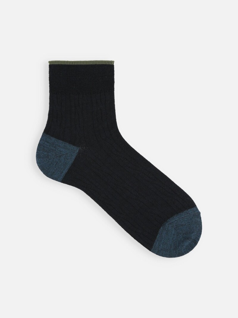 Wool Mixed Cable Pattern Short Socks