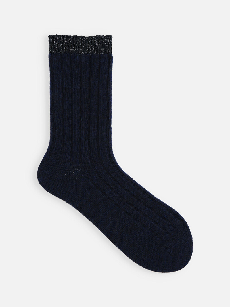 Lambswool Sparkly Top Rib Crew Socks