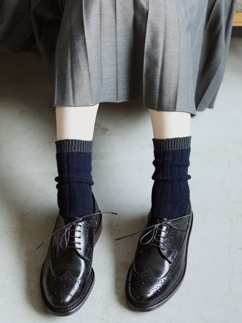 Lambswool Sparkly Top Rib Crew Socks