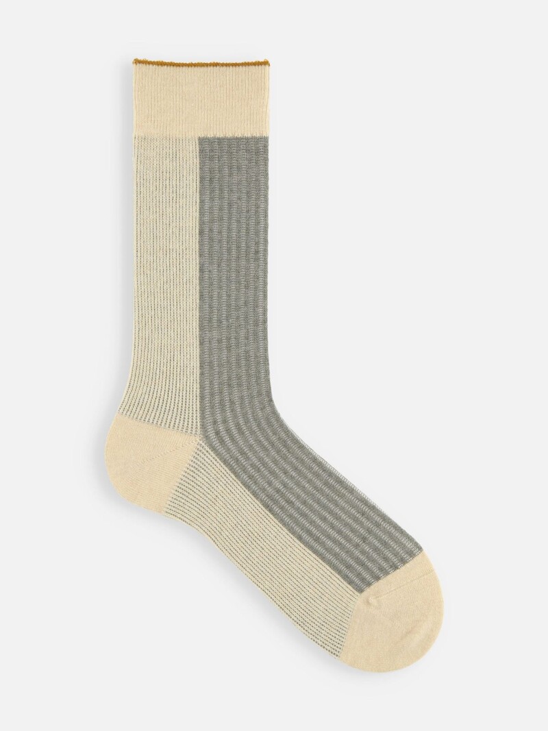 Mi-chaussette laine Mérinos côtes bicolore linking M