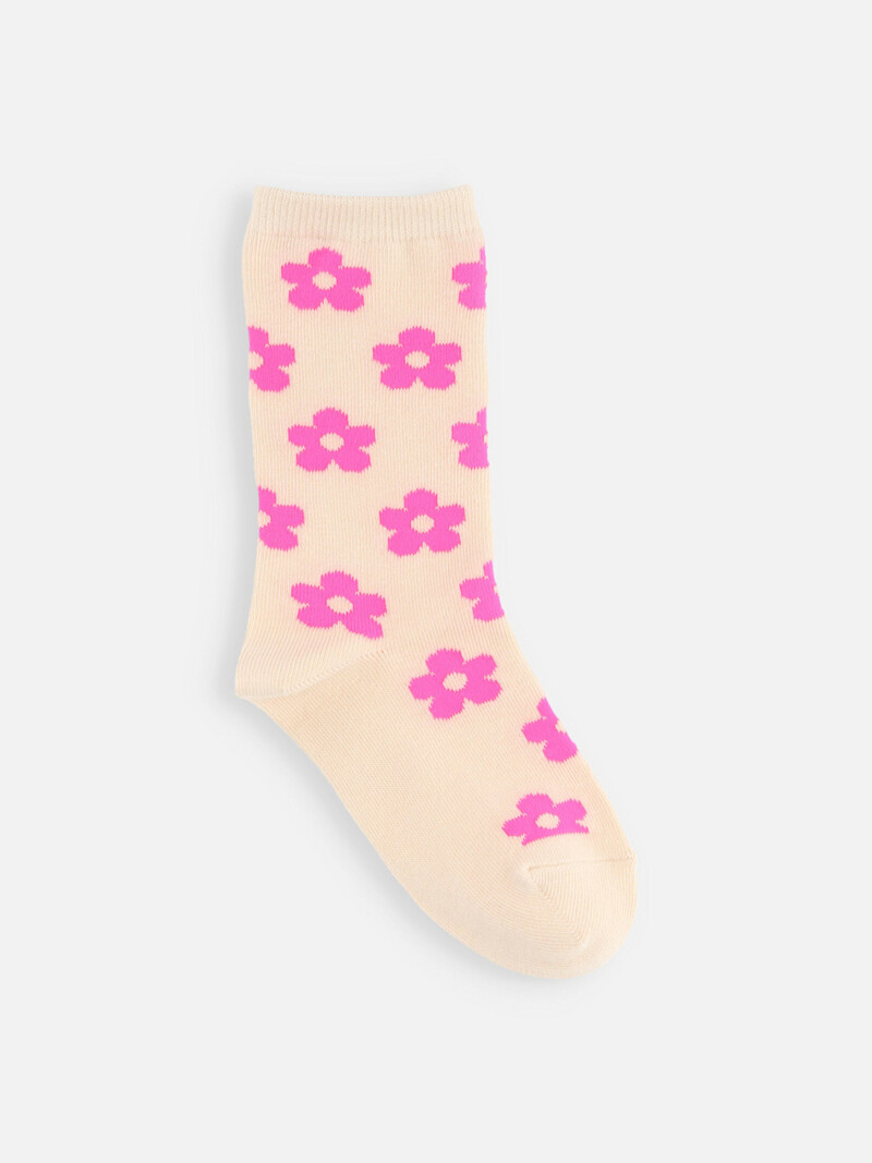 Mi-chaussette motif fleurs Enf.16-18cm