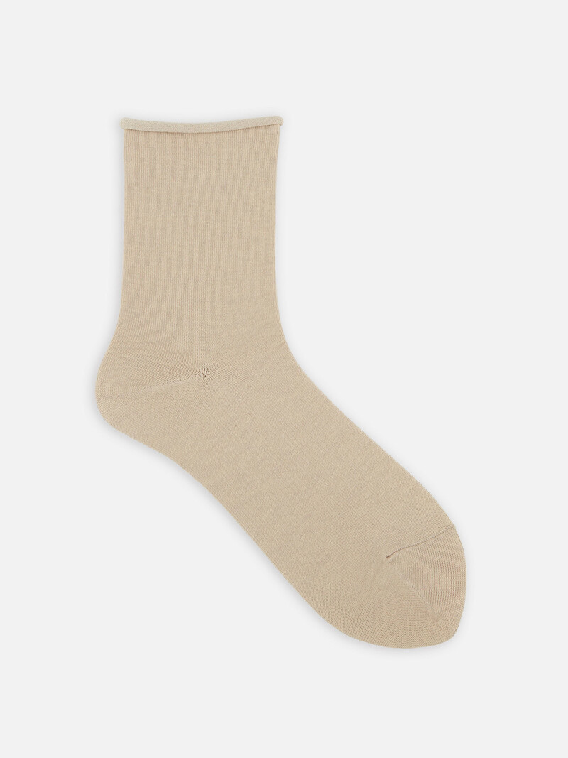 Roll Top Plain Ankle Socks