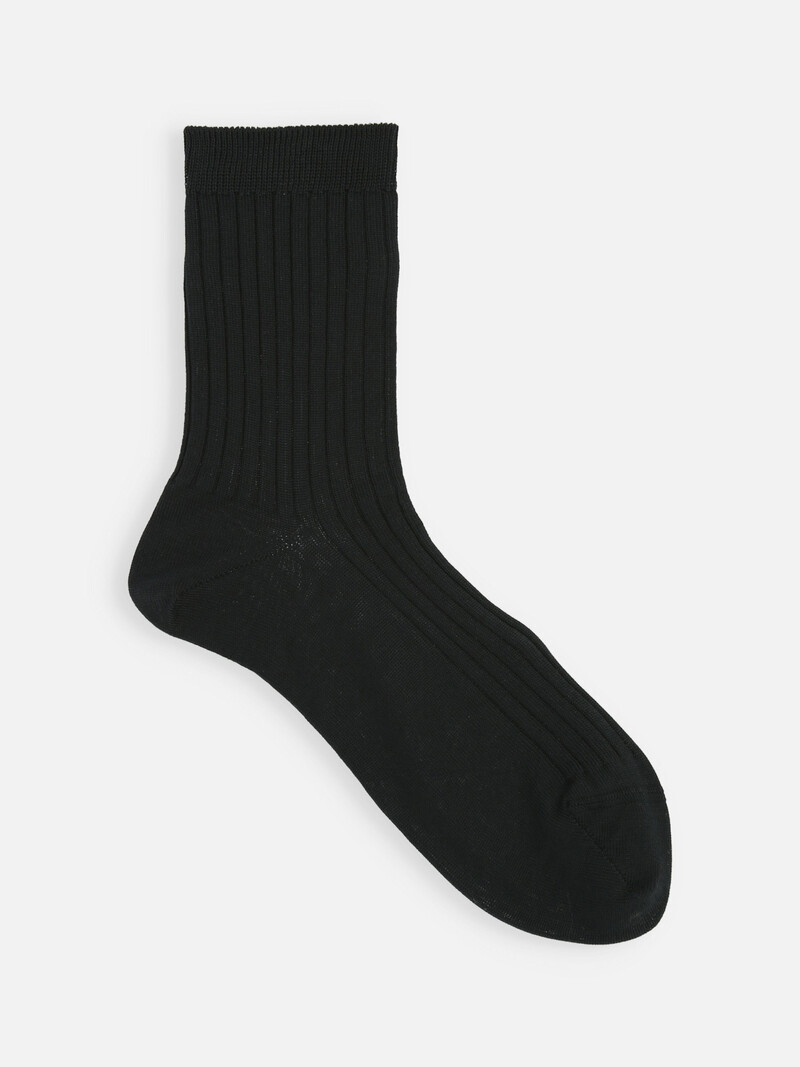 Mi-chaussette 100% coton à côtes 5x2 moyenne jauge