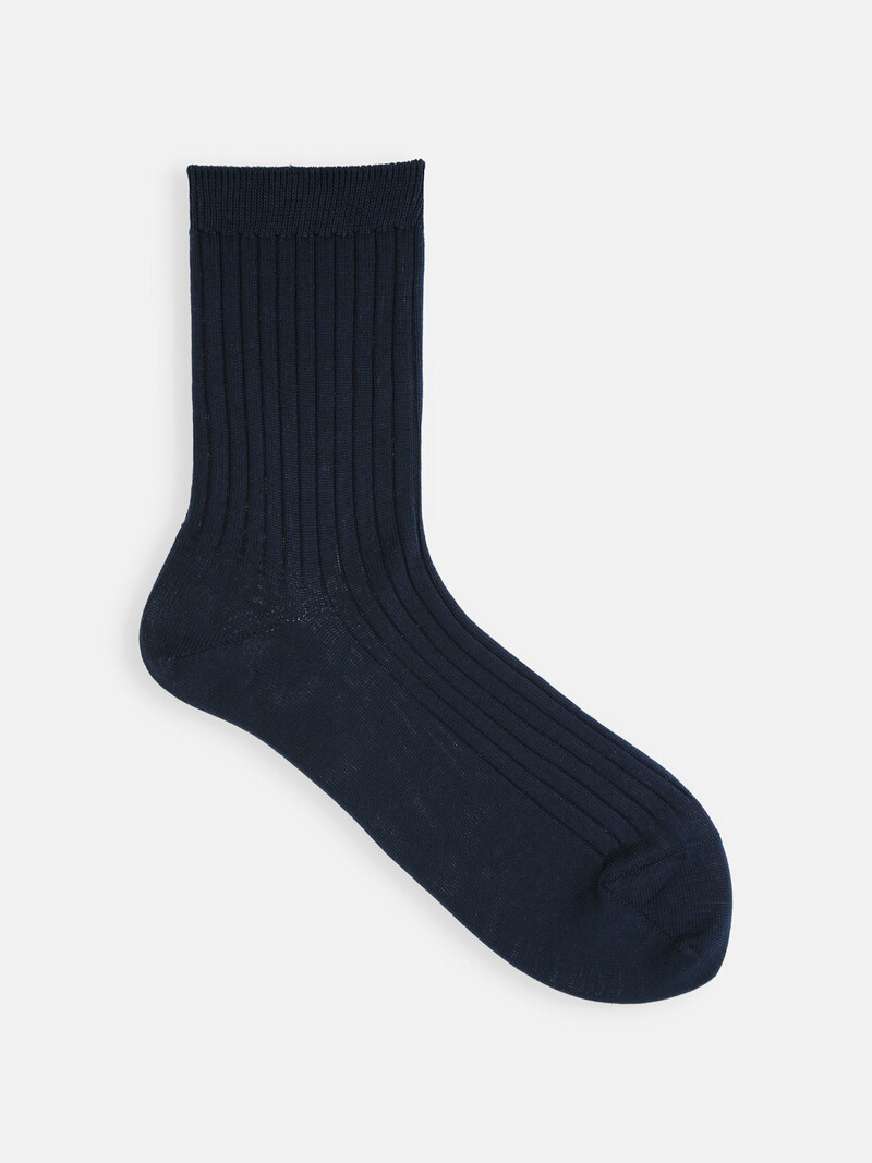 Mi-chaussette 100% coton à côtes 5x2 moyenne jauge