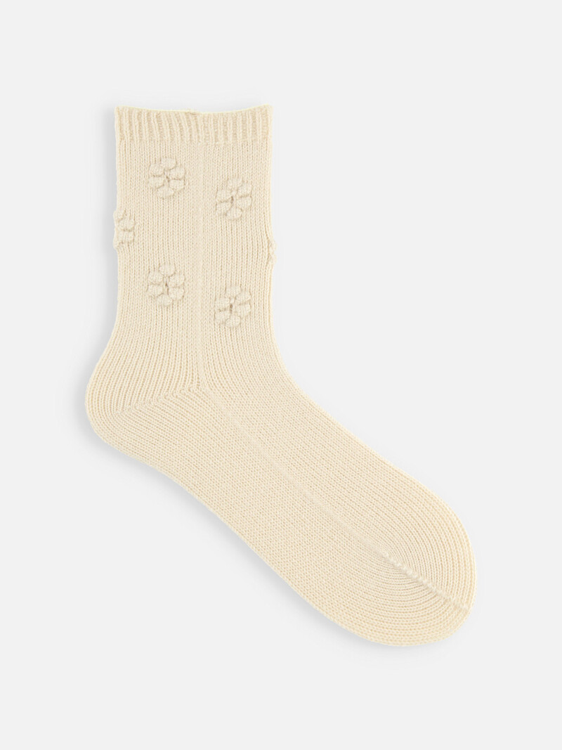 Calcetines de mezcla de lana con flores 3D