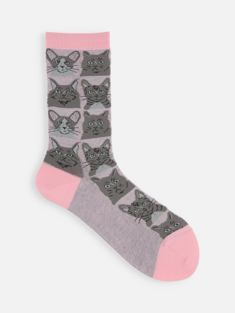 Mi-chaussette motif Manga chats