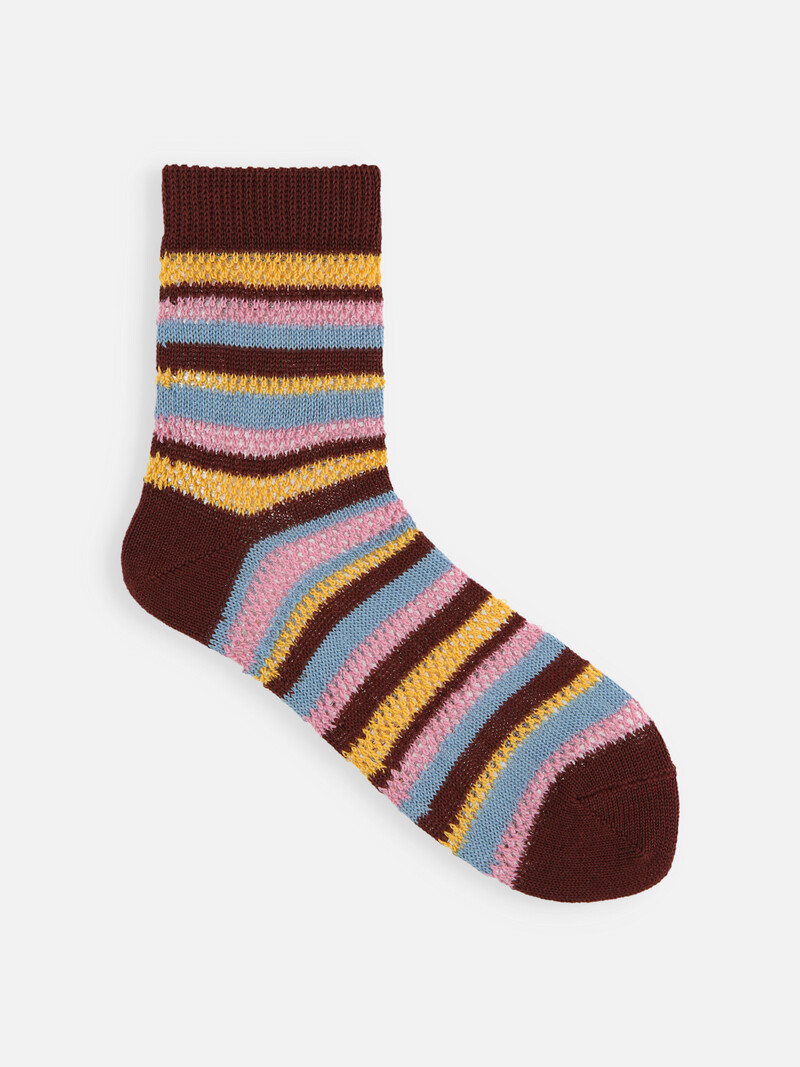 Niedrige Crew-Socken aus Mesh mit mehrfarbigen Streifen