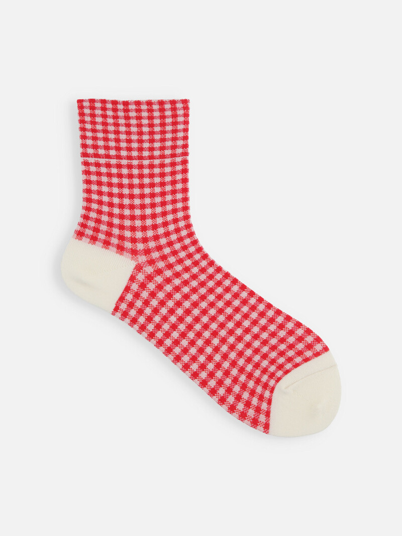 Gingham Check Low Crew Socks
