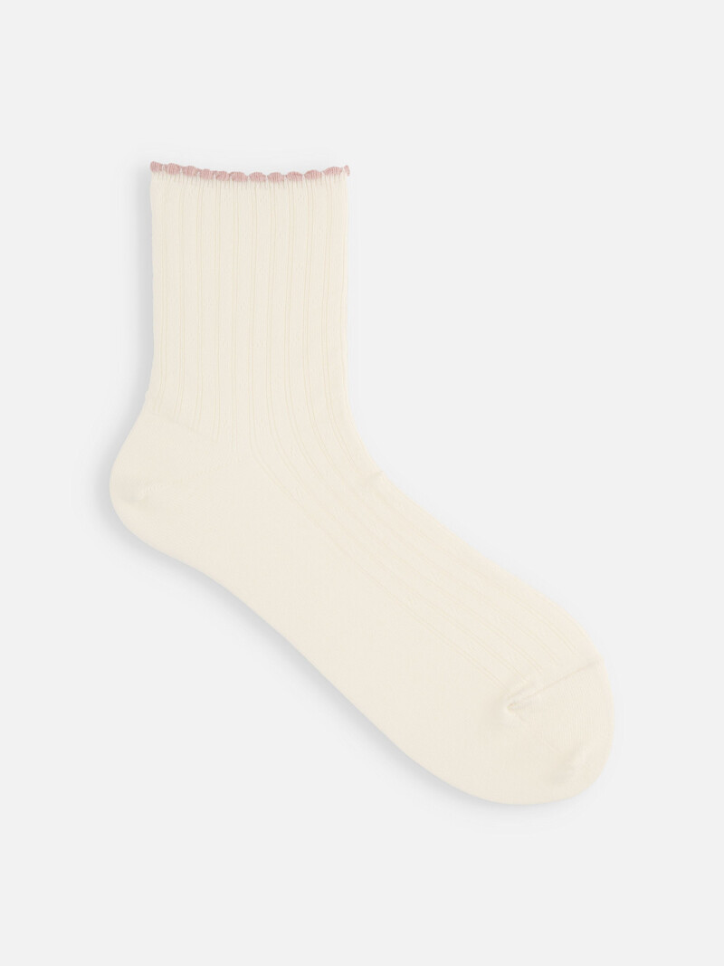 Micro Eyelet Pattern Rib Low Crew Socks