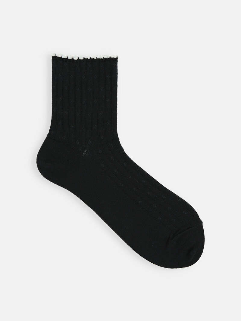 Micro Eyelet Pattern Rib Low Crew Socks