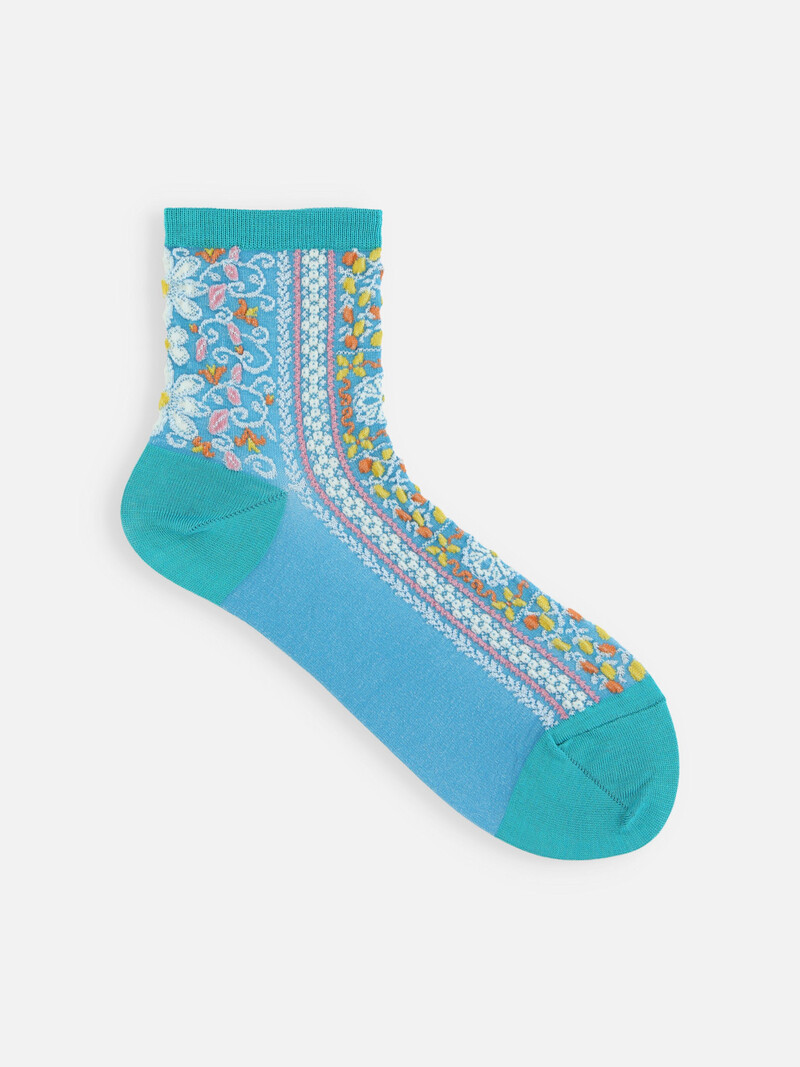 Sicilian Pattern Low Crew Socks