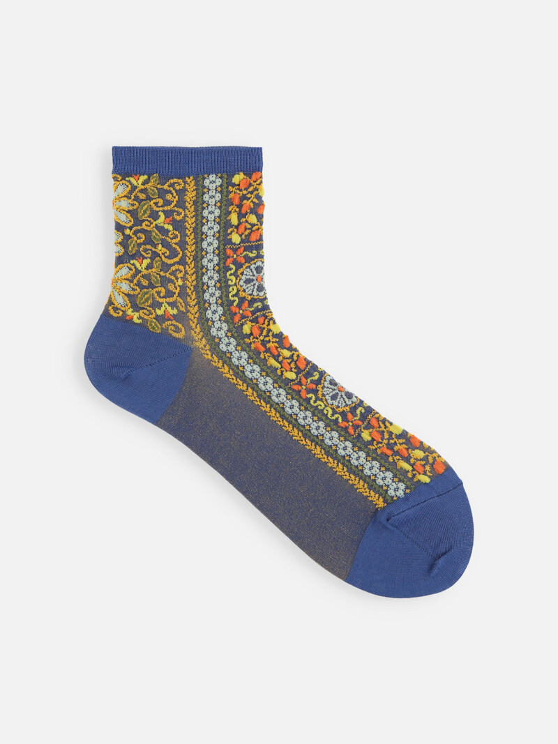 Sicilian Pattern Low Crew Socks