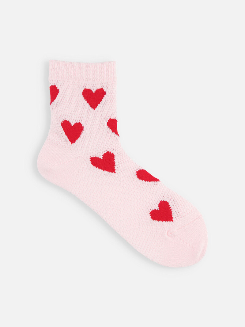 Heart Mesh Low Crew Socks
