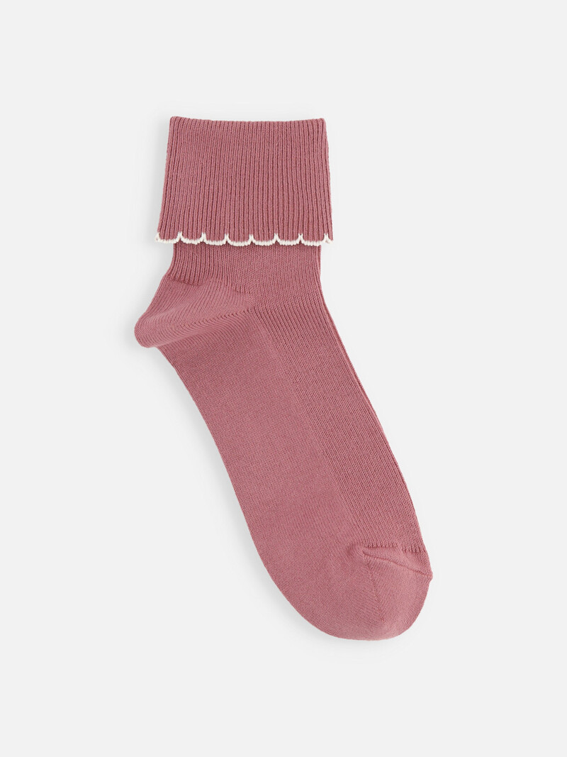 Meia infantil com punho picot. 22-24cm