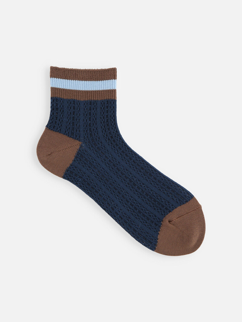 Links Mesh Bicolor Low Crew Socken