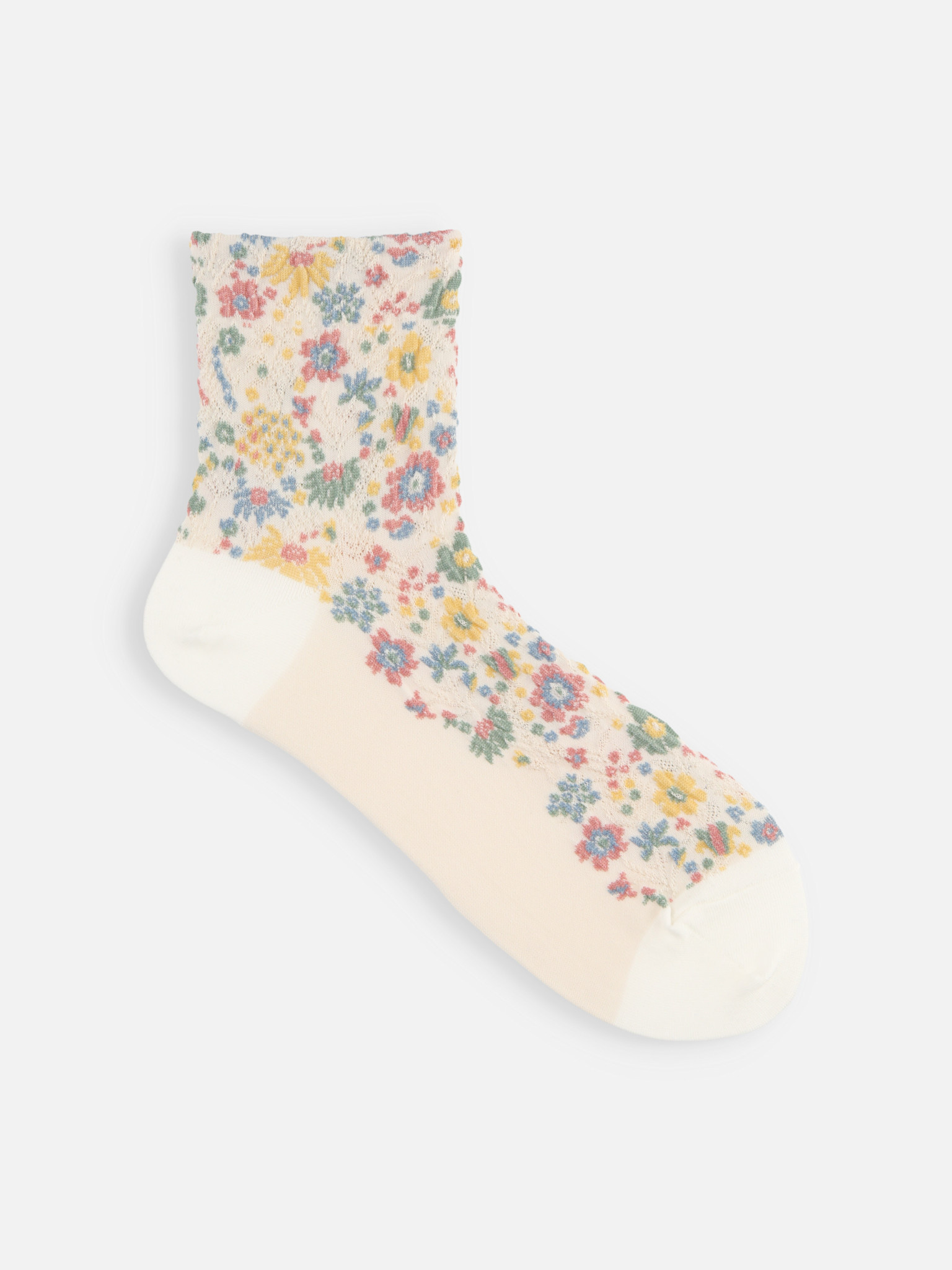 Calzino con motivo botanico in rilievo S