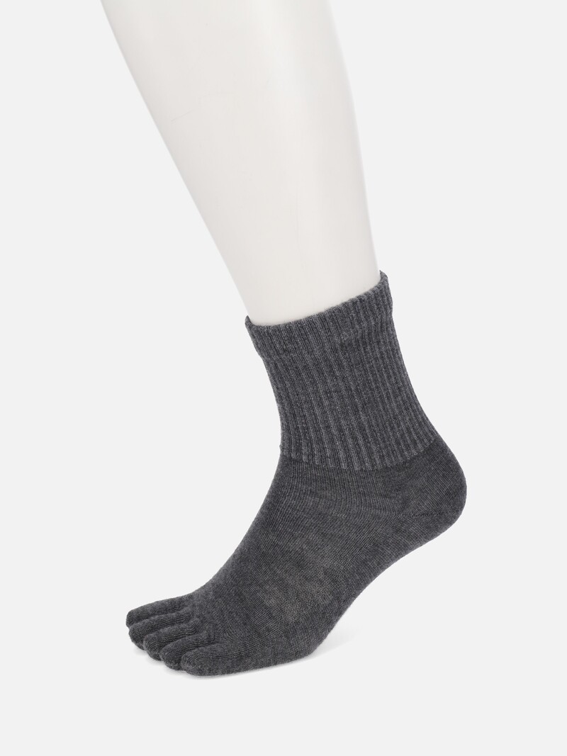 Mi-chaussette 5 orteils unie bord doux M