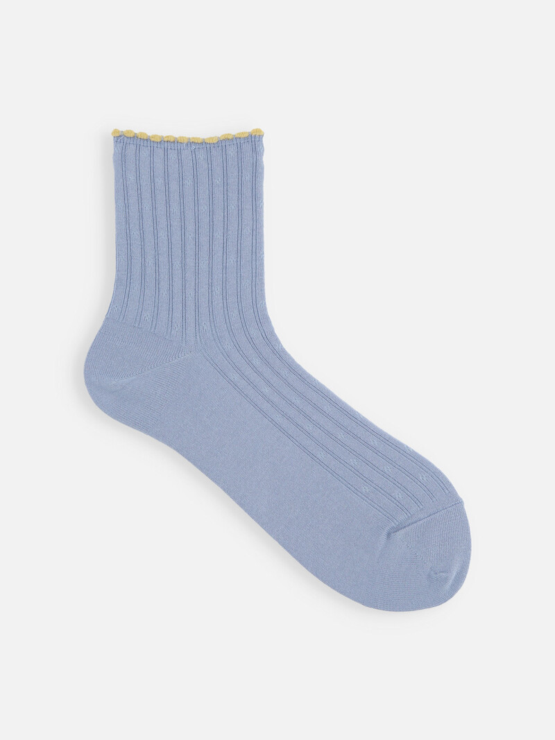 Micro Eyelet Pattern Rib Low Crew Socks