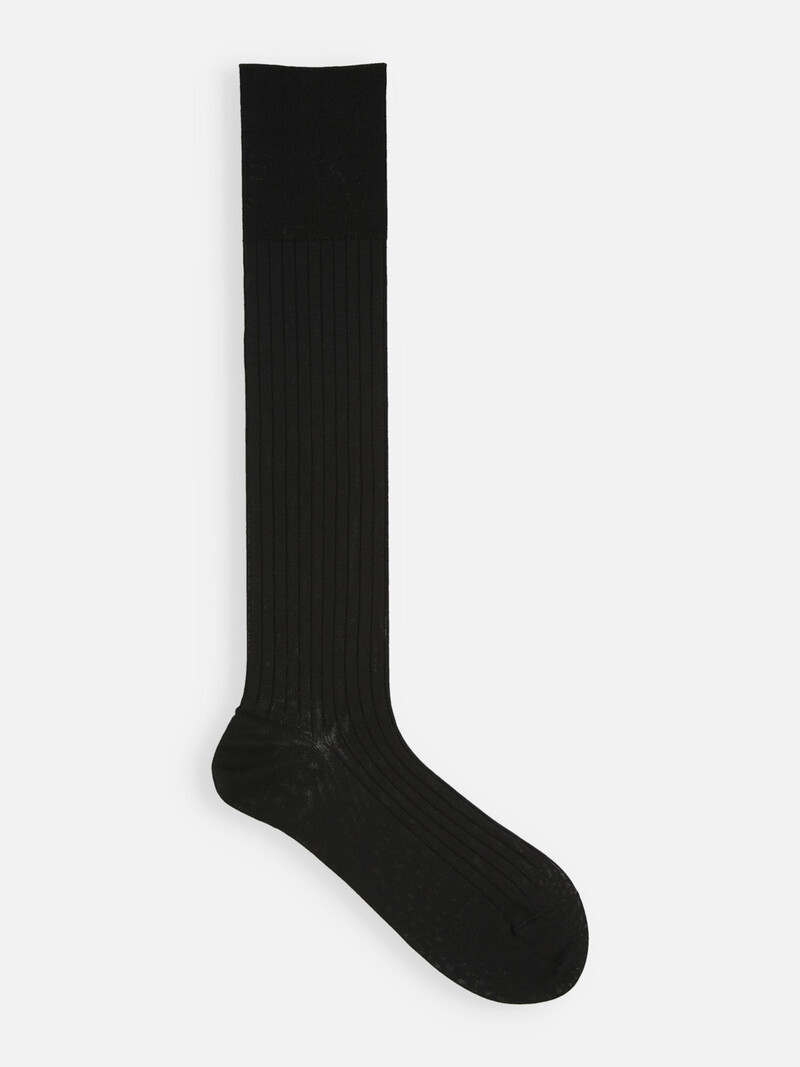 Mi-chaussette côtes 8x2 en maille ultra fine