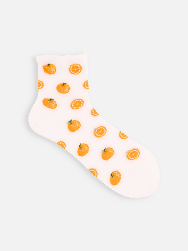 Tulle Orange Pattern Ankle Socks