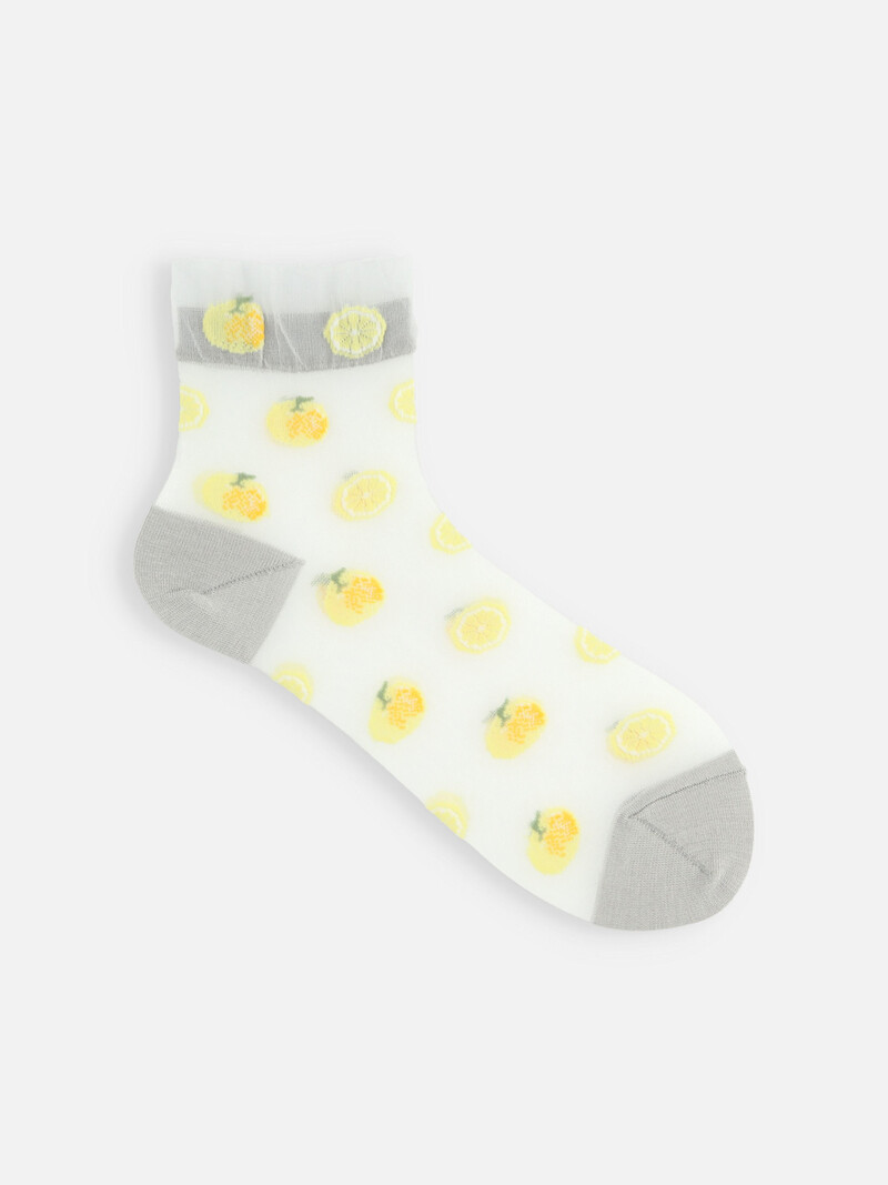 Tulle Orange Pattern Ankle Socks