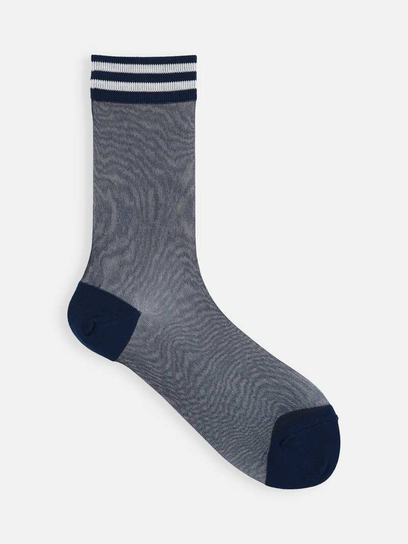Mezza calza trasparente con bordo rigato