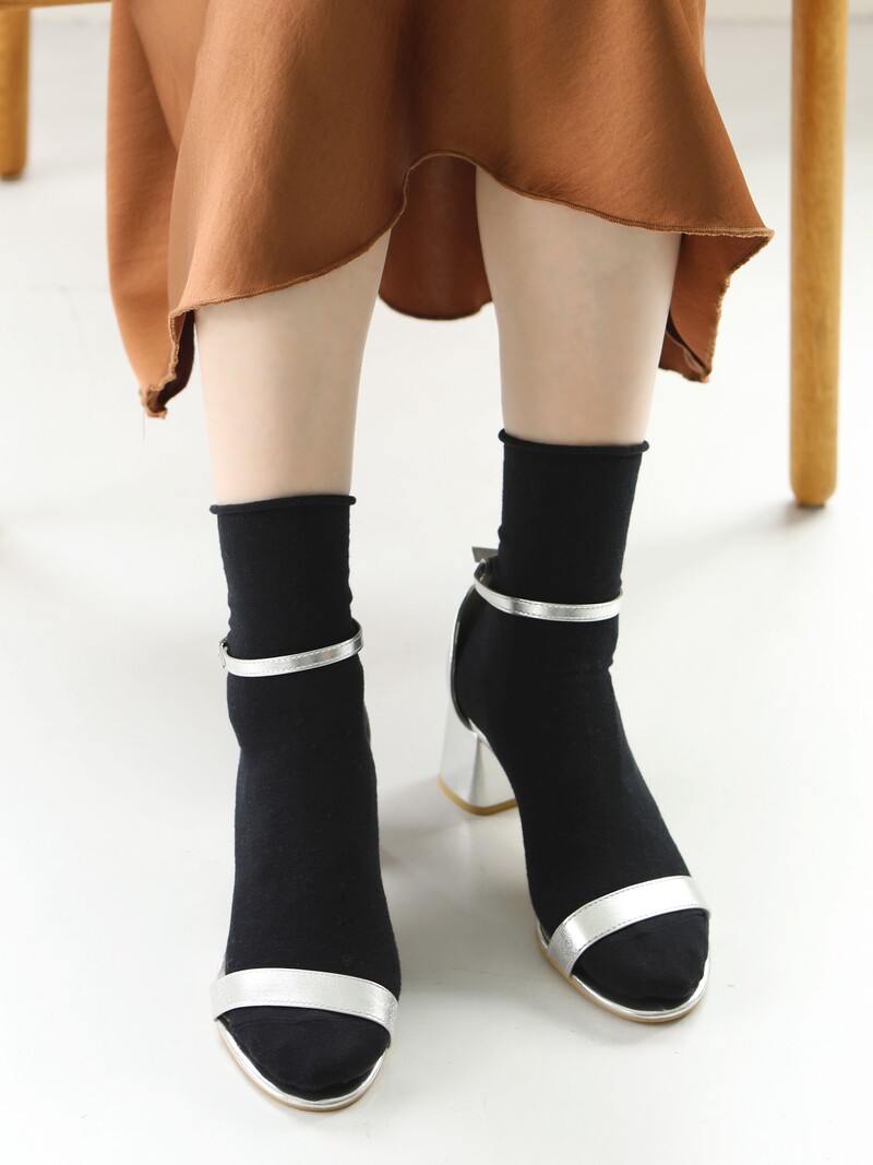 Feine Roll-Top-Socken aus Baumwolle/Leinen