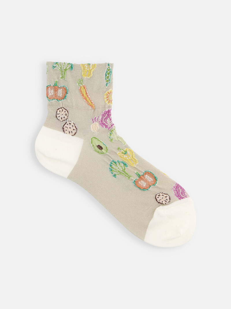 Socquette coton/lin mix motif légumes