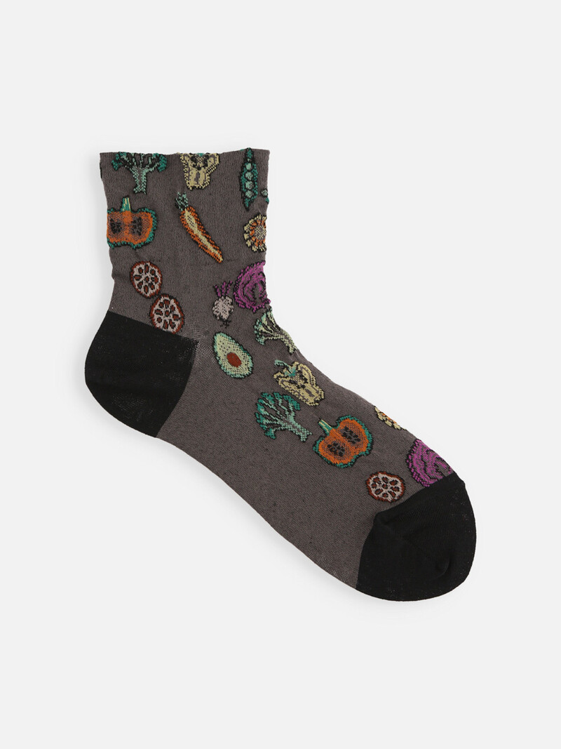 Socquette coton/lin mix motif légumes